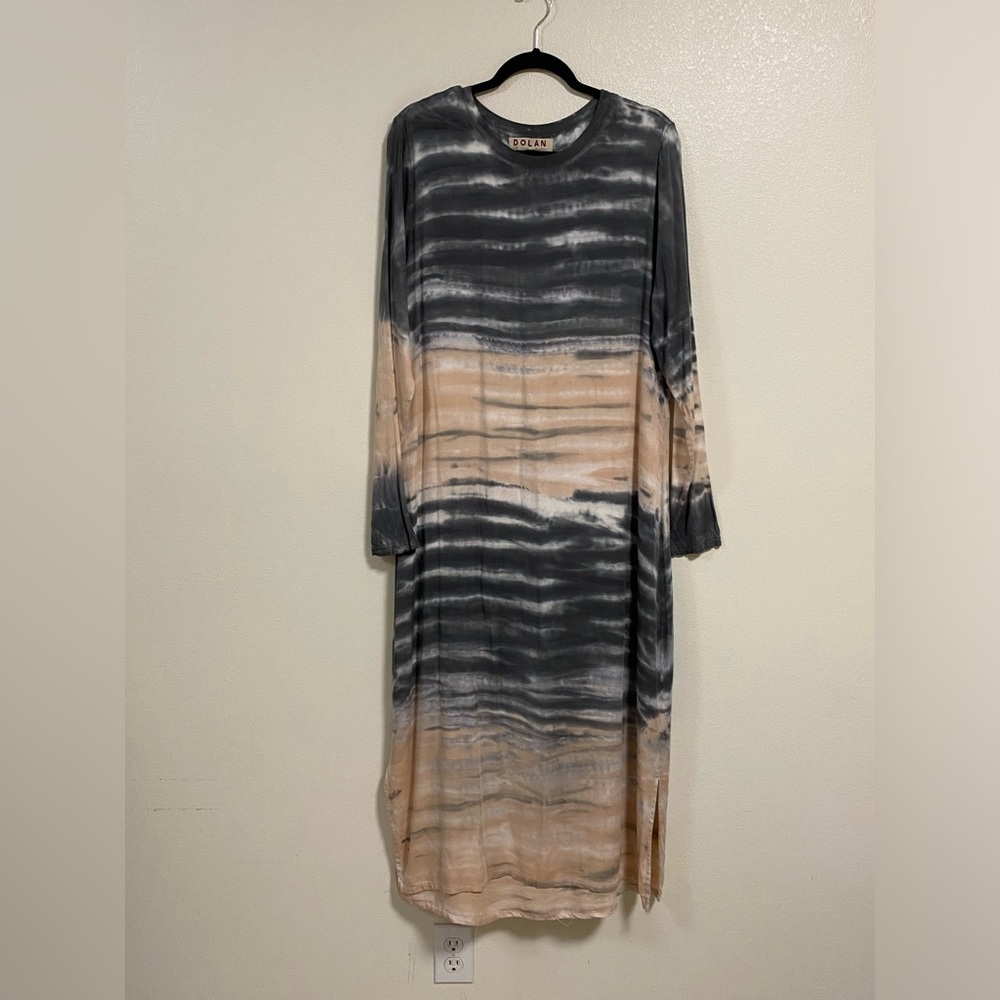Anthropologie Gray and Tan Midi Dress